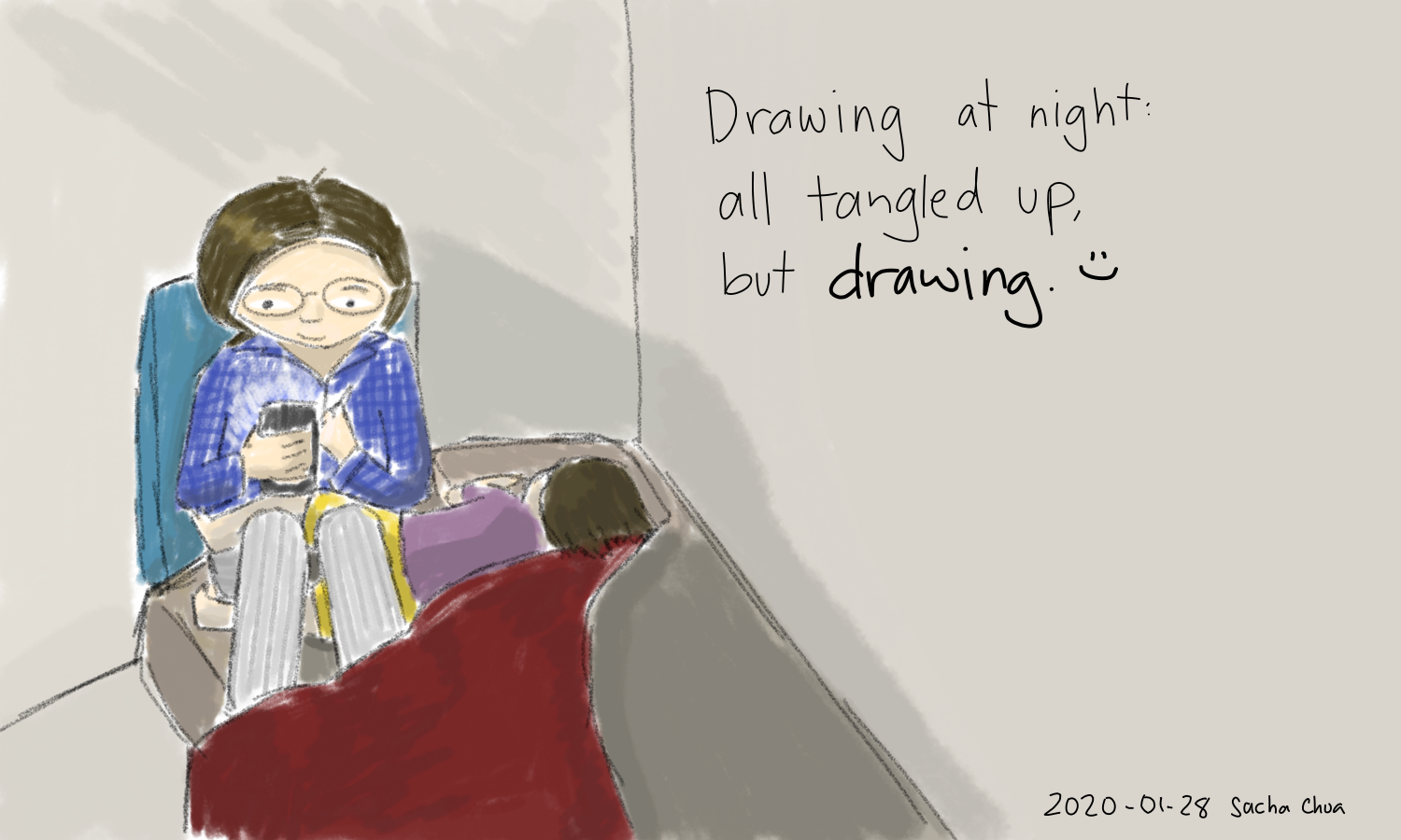 2020-01-28 Drawing at night - all tangled up, but drawing #moment #sketch.png