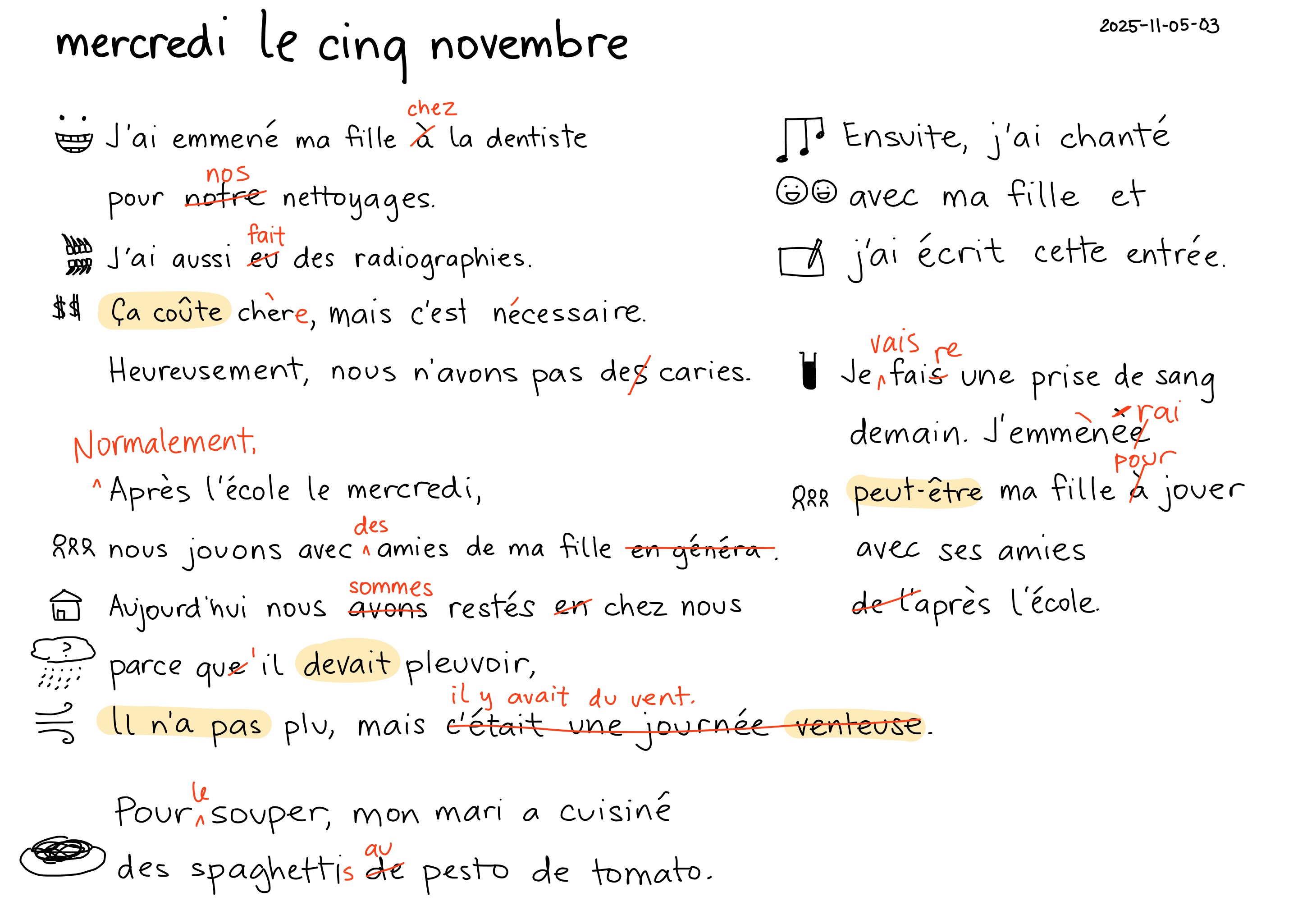 2025-11-05-03 Mercredi le cinq novembre -- daily français french