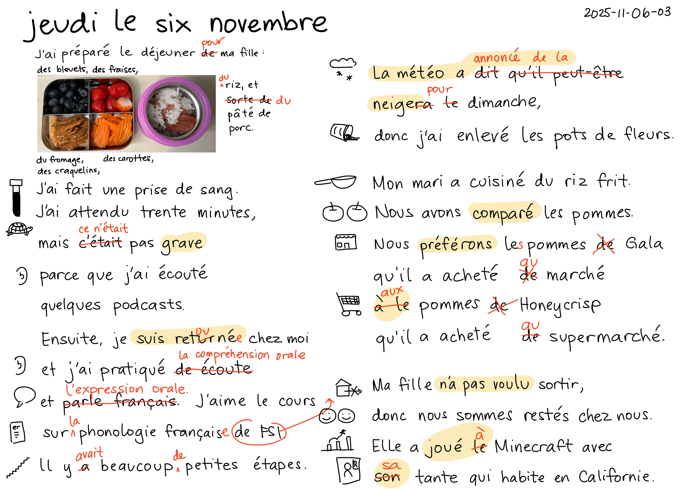 2025-11-06-03 Jeudi le six novembre -- daily french français