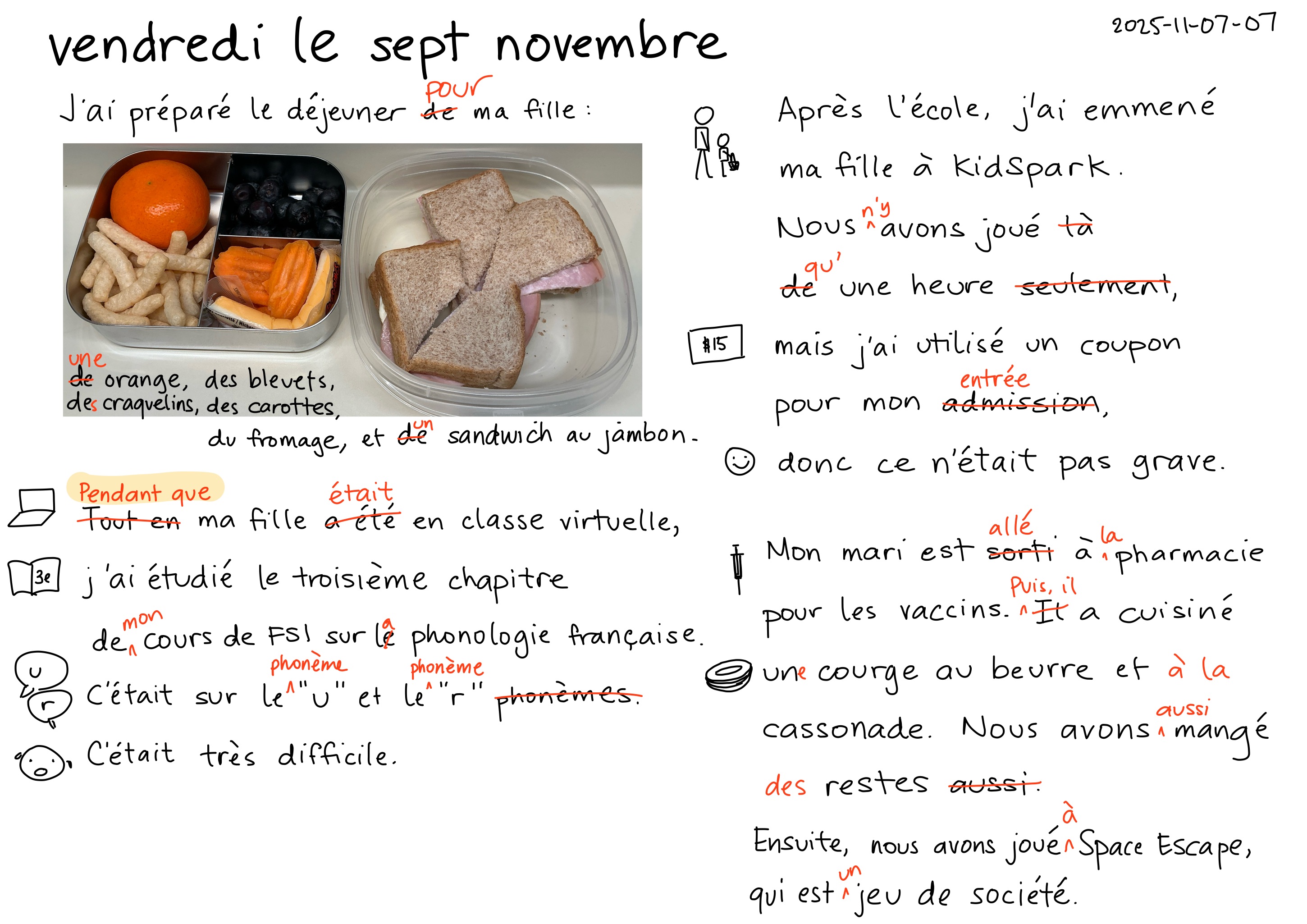 2025-11-07-07 Vendredi le sept novembre -- daily french français