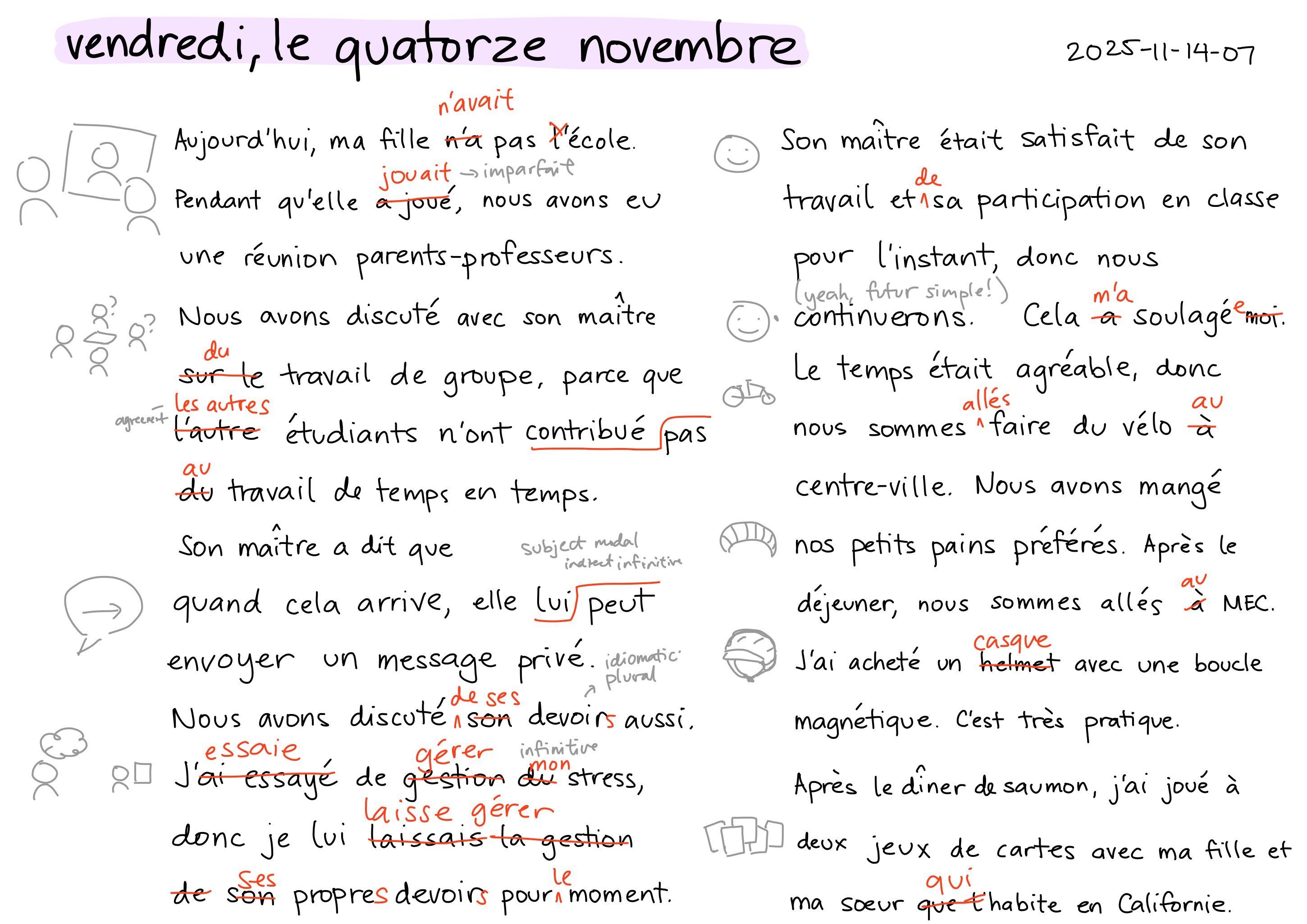 2025-11-14-07 vendredi, le quatorze novembre -- daily french français