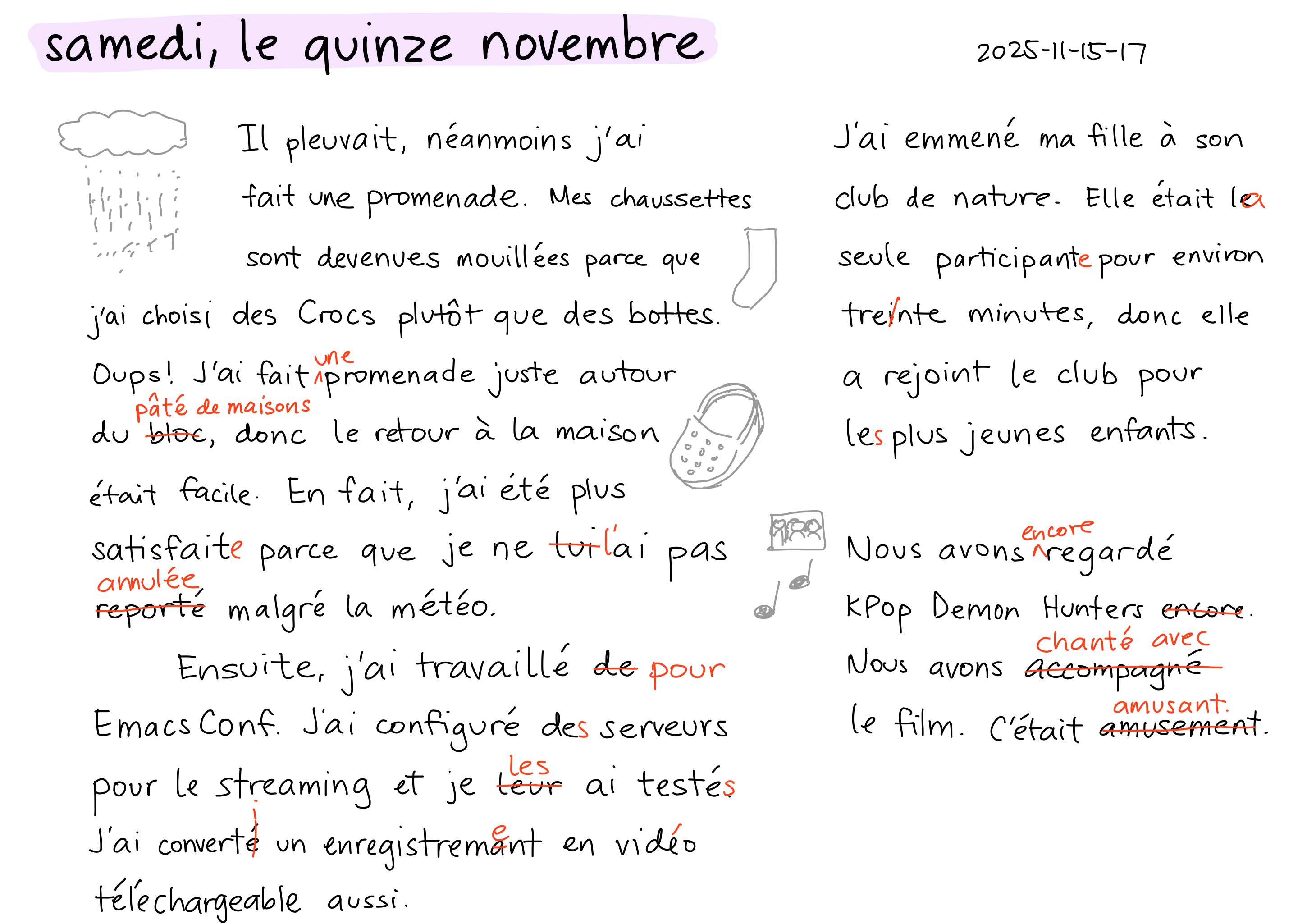 2025-11-15-17 samedi, le quinze novembre -- daily french français