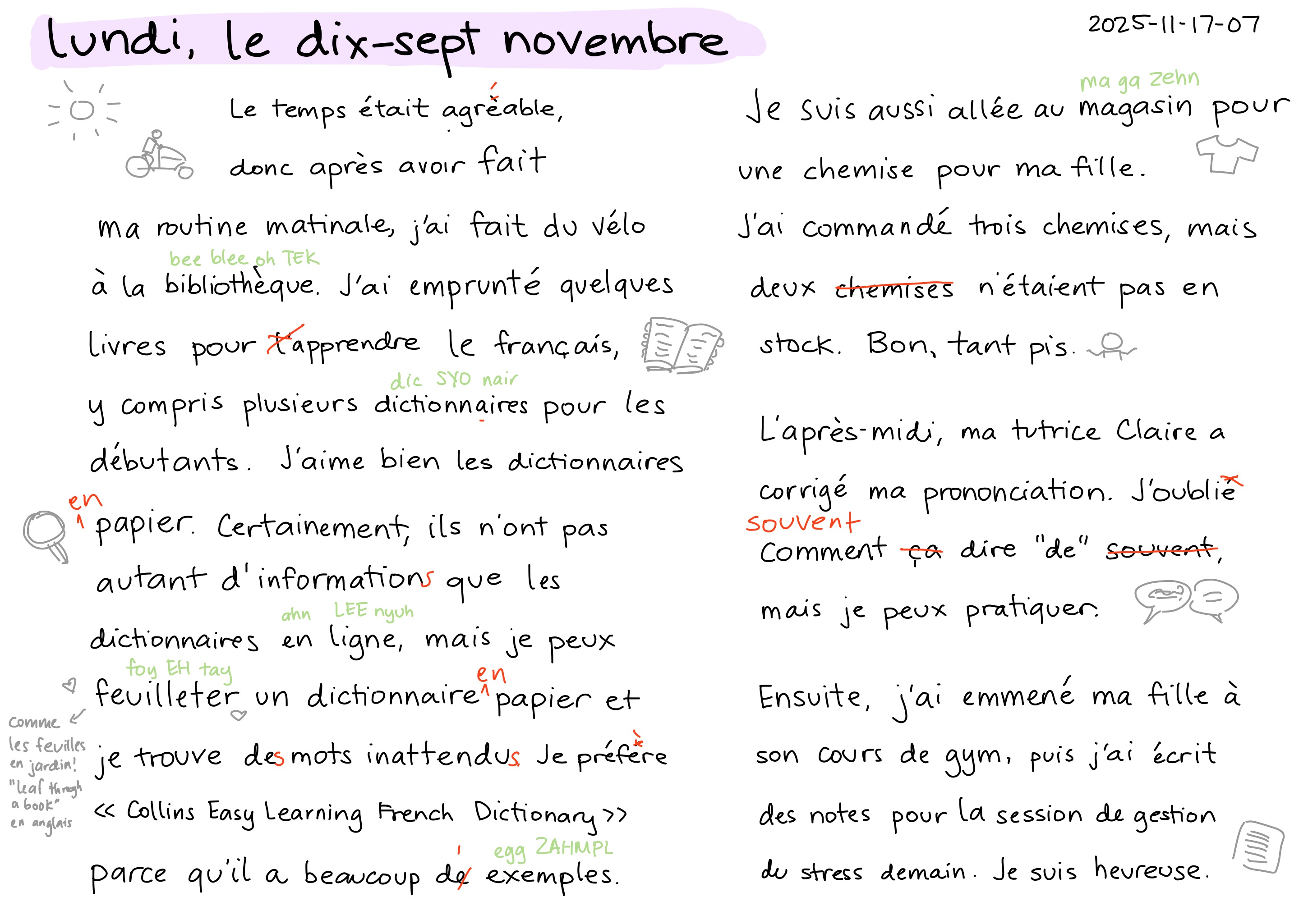 2025-11-17-07 lundi, le dix-sept novembre -- daily french français