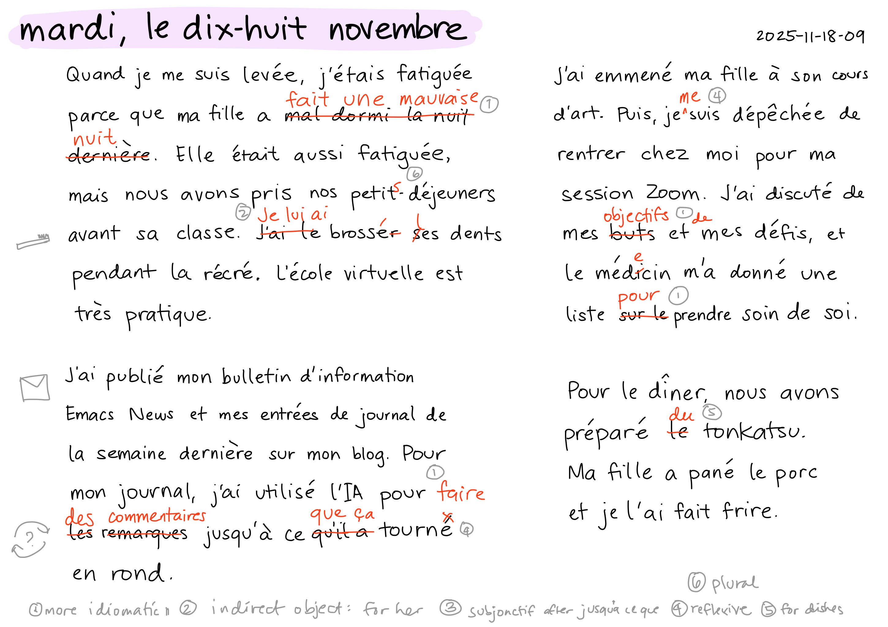 2025-11-18-09 mardi, le dix-huit novembre -- daily french français