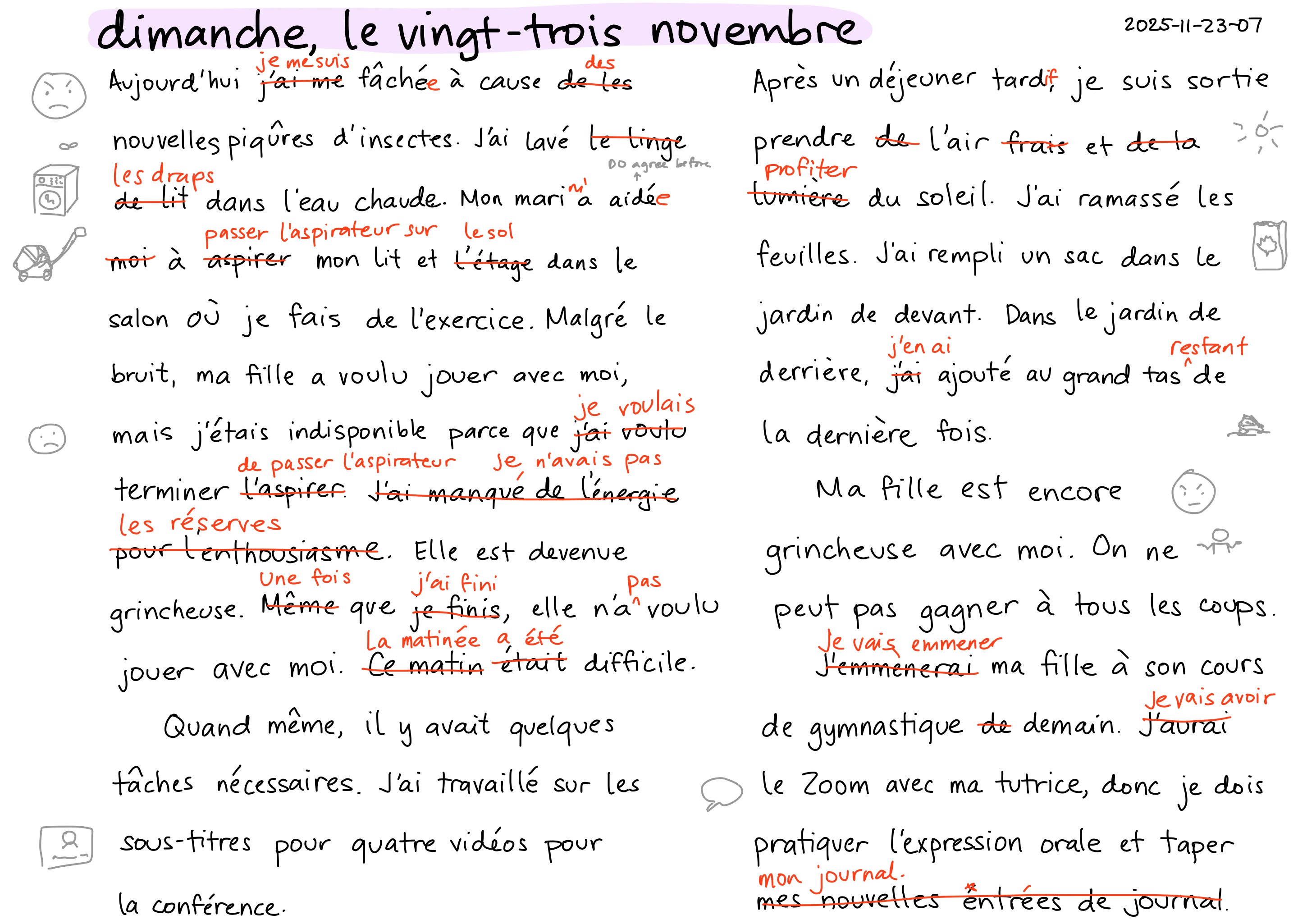 2025-11-23-07 dimanche, le vingt-trois novembre -- daily french français